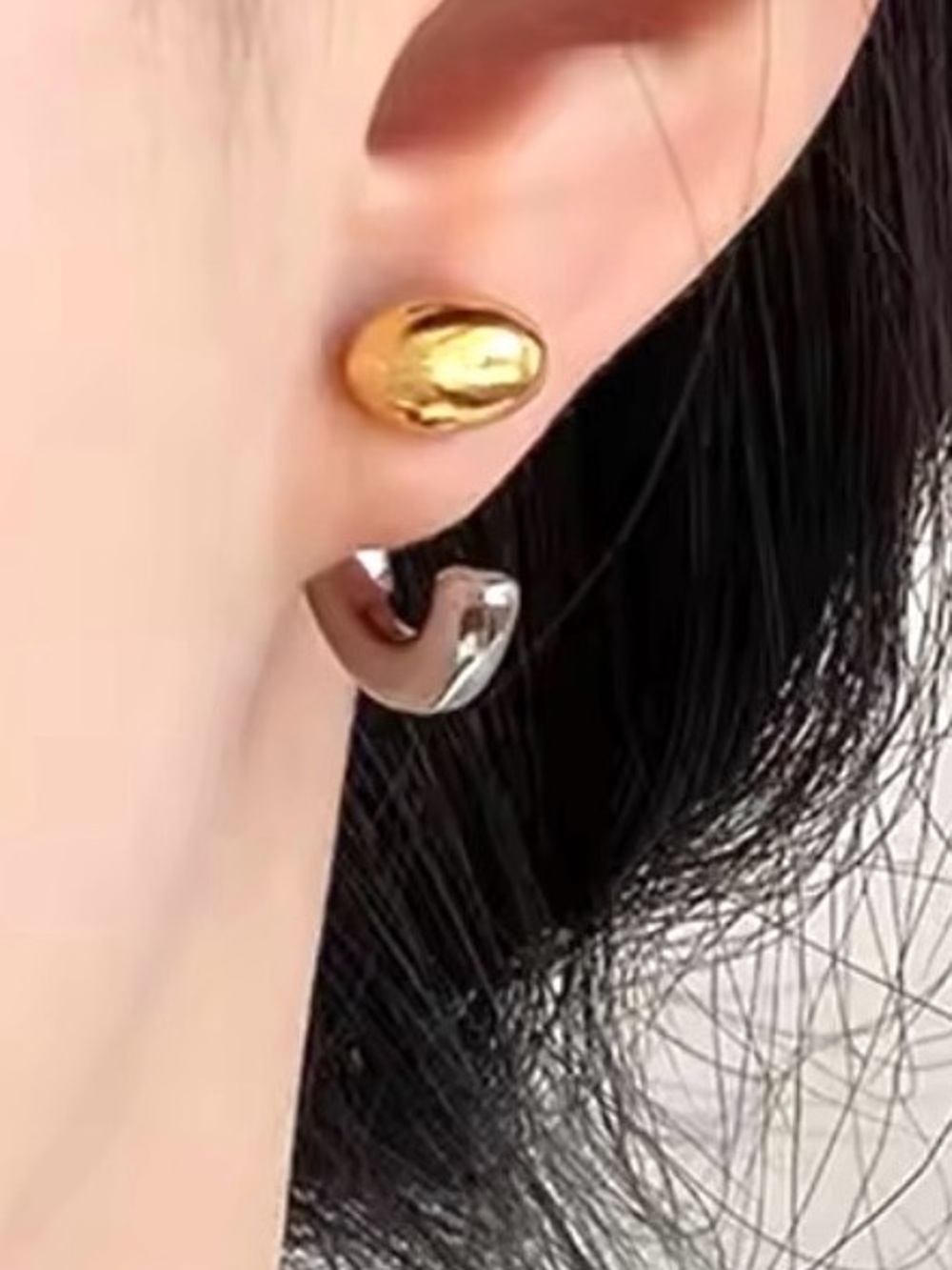 NEW Earrings Double Drop Front Back Two Tone Mixed Metals Gold Silver AP26